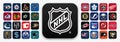 Social network embleme app icon logo, NHL National Hockey League, Vector editorial illustration