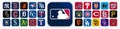 Social network embleme icon logo, MLB Major League Baseball, American League and National League, Vector editorial illustration