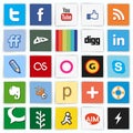 Social network flat multi colored icons Royalty Free Stock Photo