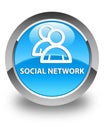 Social network (group icon) glossy cyan blue round button Royalty Free Stock Photo