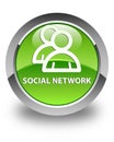 Social network (group icon) glossy green round button Royalty Free Stock Photo