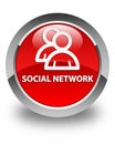 Social network (group icon) glossy red round button Royalty Free Stock Photo