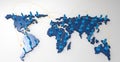 Social network human 3d on world map