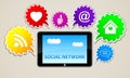 Social network icon sign Internet tablet button