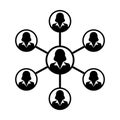 Social network icon vector female group of persons symbol avatar for business management team network in flat color glyph pictogra Royalty Free Stock Photo