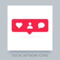 Social network app icon. UX UI design tooltip element. Instagram notification vector icon.