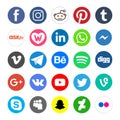 Social network icons and buttons isolated - PNG