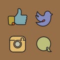 Social network icons and stickers Royalty Free Stock Photo