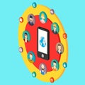Social network illustration with avatars earth
