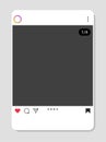 Social network interface frame with flat icons isolated on gray background. Photo frame Mockup.