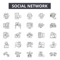 Social network line icons, signs, vector set, outline illustration concept Royalty Free Stock Photo