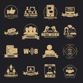 Social network logo icons set, simple style Royalty Free Stock Photo