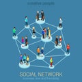 Social network media communication information sharing flat 3d