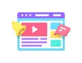 Social network media marketing blog vlog online streaming internet browsing 3d icon realistic vector