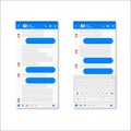 Social network Messenger concept template. Modern messenger app template with chat bubbles and keyboard. Vector Mockup Royalty Free Stock Photo