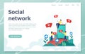 Social network modern flat design. Communication and people concept. Landing page template. Conceptual  vector illustration for we Royalty Free Stock Photo