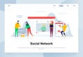 Social network modern flat design concept. Communication and people concept. Landing page template. Royalty Free Stock Photo