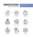 Social Network - modern vector line icons set