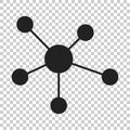 Social network, molecule, dna icon in flat style. Vector illustration. Royalty Free Stock Photo