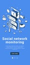 Social network monitoring internet advertisement analytics SEO solutions search mobile banner vector