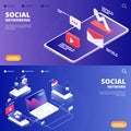 Social network and networking vector landing pages