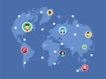 Social network, people connecting all over the world. Vector flat illustration. Royalty Free Stock Photo