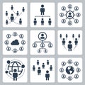 Social network, people and globalization icons Royalty Free Stock Photo