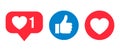 Social network reactions icon, like, heart - vector