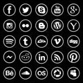 Social network rounded white buttons