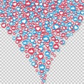 Social network symbol. Like and thumbs up icons isolated on transparent background. Counter notification icons. Social