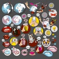 Social network and travel symbols set