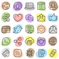 Social network trendy icons set. Vector illustration