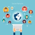 Social Network Vector Concept. Flat Design Illustration for Web Royalty Free Stock Photo