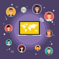 Social Network Vector Concept. Flat Design Illustration for Web Royalty Free Stock Photo