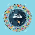 Social network vector logo design template. people Royalty Free Stock Photo