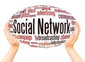 Social Network word cloud hand sphere concept Royalty Free Stock Photo