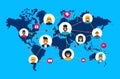 Social network world map people team connection Royalty Free Stock Photo