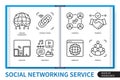 Social networking service SNS infographics linear icons collection