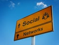 Social networks road sign. Royalty Free Stock Photo