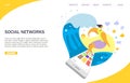 Social networks vector website landing page design template Royalty Free Stock Photo