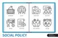 Social policy infographics linear icons collection Royalty Free Stock Photo