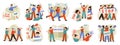 Social and political action, activist movement and protest concept. People holding political protest placard vector illustration