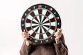 Social problems of the elderly people idea. Old woman holding target in her hands Royalty Free Stock Photo