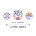 Social problems, issues concept icon. Antisocial behavior idea thin line illustration. Violence, aggression in society