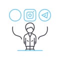 social procrastination line icon, outline symbol, vector illustration, concept sign