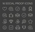 Social Proof concept icons set. Trust-building icons for credibility and reputation.