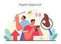 Social proof and expert Approval concept. Illustrating the impact of high ratings and expert validation.