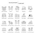 Social protest icons set. Social movements and activism simple vector illustrations Royalty Free Stock Photo