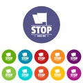 Social protest stop icons set vector color