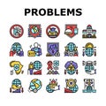 Social Public Problems Worldwide Icons Set Vector